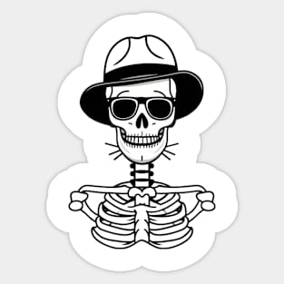 Cool stylish skeleton with hat fashion lover Sticker